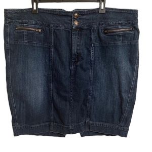 Lane Bryant Women's Blue Jean Buttons Zipper Faux Pocket Pencil Skirt Size 20